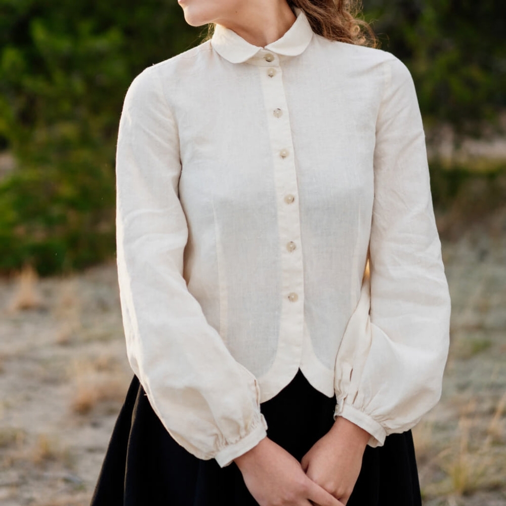 Son de Flor Fitted Sophie Shirt in Milky White Hemp